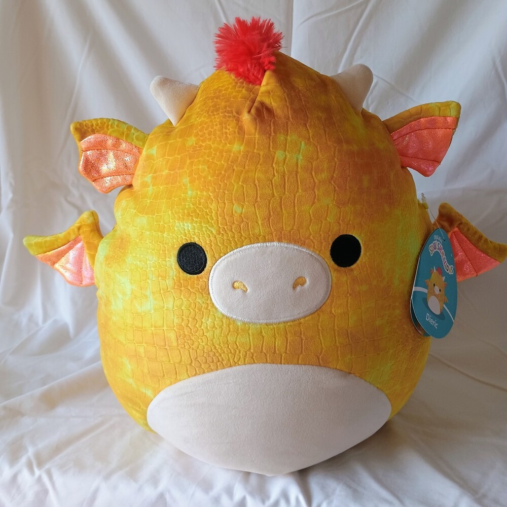 Squishmallows: DIERIC THE DRAGON 11" Yellow, Mohawk Red Orange Soft Plush Toy - Picture 1 of 7
